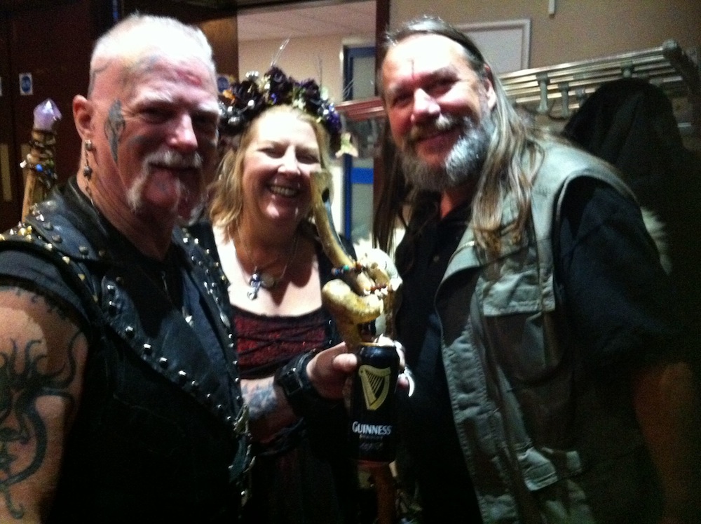 A lovely damsel, two hairy biker shamans, and a Guinness - my kind of religion!