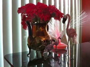 Table top flamingos